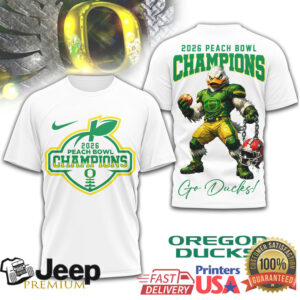 Official 2026 Peach Bowl Champions Oregon Ducks T Shirt