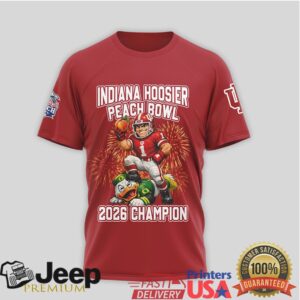Official Indiana Hoosiers 2026 Peach Bowl Champions 3D T Shirt Official Indiana Hoosiers 2026 Peach Bowl Champions 3D T Shirt