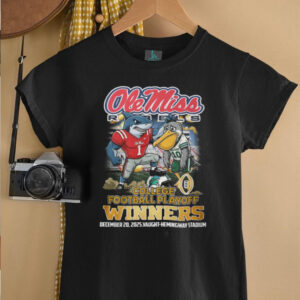 Ole Miss Rebels Beat Tulane Green Wave 2025 CFP First Round Winners Mascot T Shirt Ole Miss Rebels Beat Tulane Green Wave 2025 CFP First Round Winners Mascot T Shirt