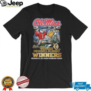 Ole Miss Rebels Beat Tulane Green Wave 2025 CFP First Round Winners Mascot T Shirt