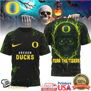 Oregon Ducks Fear The Ducks Skull Helmet 3D All Over Print T Shirt