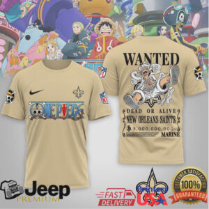 New Orleans Saints Official NFL Wanted Monkey D Luffy 3D Shirt New Orleans Saints Official NFL Wanted Monkey D Luffy 3D Shirt