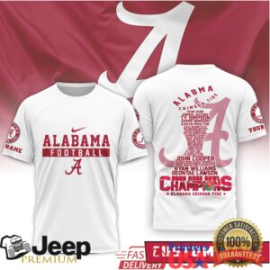 Personalized Alabama Crimson Tide 2026 Rose Bowl Champions Roster Tee