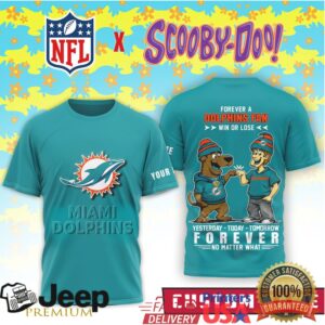 Personalized Miami Dolphins Scooby Doo Yesterday Today Tomorrow Tee