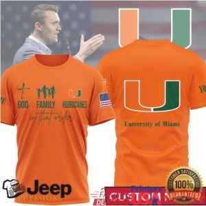 Personalized University of Miami Hurricanes God Family Fan Shirt
