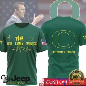 Personalized University of Oregon Ducks God Family Oregon Green Tee