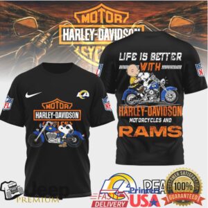 Los Angeles Rams Official NFL Peanuts Harley Davidson 3D Shirt