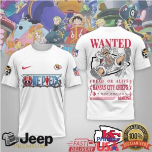 Kansas City Chiefs Official NFL Wanted Monkey D Luffy 3D Shirt