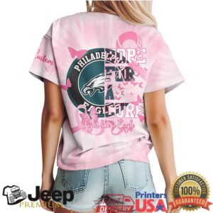 Philadelphia Eagles Breast Cancer Awareness Pink Ribbon Peace Love Hope Tee