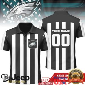 Philadelphia Eagles Custom Referee Stripe Polo Shirt Philadelphia Eagles Custom Referee Stripe Polo Shirt
