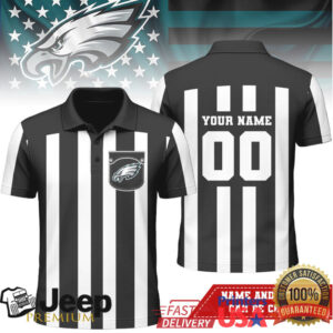 Philadelphia Eagles Custom Referee Stripe Polo Shirt