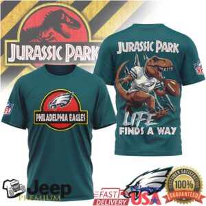 Philadelphia Eagles Jurassic Park T Shirt Life Finds A Way Football Tee