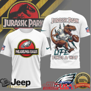 Philadelphia Eagles Jurassic Park T Shirt Life Finds A Way Football Tee