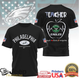 Philadelphia Eagles Nfl Teacher Appreciation Teach Love Inspire Shirt