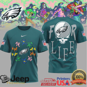Philadelphia Eagles Official NFL Grateful Dead For Life 3D Shirt