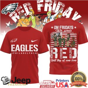 Philadelphia Eagles Official NFL Scooby Doo Red Friday T shirt Philadelphia Eagles Official NFL Scooby Doo Red Friday T shirt