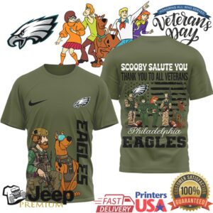 Philadelphia Eagles Scooby Doo Veterans Day Salute NFL Fan Gear Tee Philadelphia Eagles Scooby Doo Veterans Day Salute NFL Fan Gear Tee