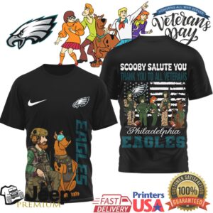 Philadelphia Eagles Scooby Doo Veterans Day Salute NFL Fan Gear Tee