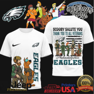 Philadelphia Eagles Scooby Doo Veterans Day Salute NFL Fan Gear Tee