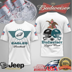 Philadelphia Eagles x Budweiser Football Lager Beer Heritage T Shirt