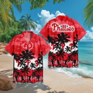 Philadelphia Phillies MLB Red Summer Hawaiian Shirt Tropical Sunset Baseball Fan Gear Philadelphia Phillies MLB Red Summer Hawaiian Shirt Tropical Sunset Baseball Fan Gear