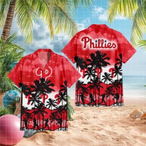 Philadelphia Phillies MLB Red Summer Hawaiian Shirt Tropical Sunset Baseball Fan Gear