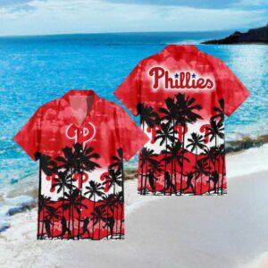 Philadelphia Phillies MLB Red Summer Hawaiian Shirt Tropical Sunset Baseball Fan Gear