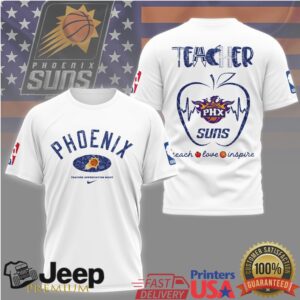 Phoenix Suns Teacher Appreciation T Shirt Teach Love Inspire NBA Apple Graphic