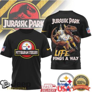 Pittsburgh Steelers Jurassic Park T Shirt Life Finds A Way Steel City Tee Pittsburgh Steelers Jurassic Park T Shirt Life Finds A Way Steel City Tee