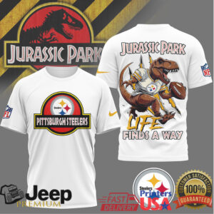 Pittsburgh Steelers Jurassic Park T Shirt Life Finds A Way Steel City Tee