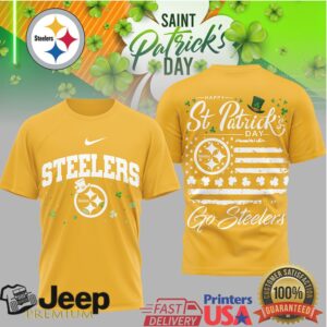 Pittsburgh Steelers St. Patrick’S Day Lucky Clover American Flag Tshirt Pittsburgh Steelers St. Patrick’S Day Lucky Clover American Flag Tshirt