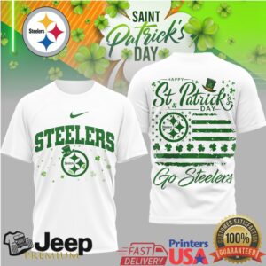 Pittsburgh Steelers St. Patrick'S Day Lucky Clover American Flag Tshirt