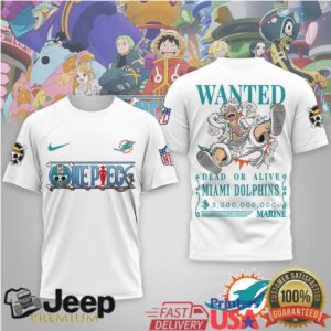 Miami Dolphins Official NFL Wanted Monkey D Luffy 3D Shirt