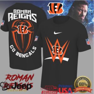 Roman Reigns x Cincinnati Bengals NFL Cross Over T Shirt (Orange Edition)