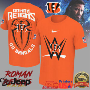 Roman Reigns x Cincinnati Bengals NFL Cross Over T Shirt (Orange Edition)
