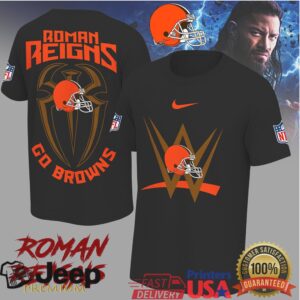 Roman Reigns x Cleveland Browns WWE NFL Graphic T Shirt