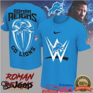 Roman Reigns x Detroit Lions “Go Lions” WWE NFL Crossover T Shirt Roman Reigns x Detroit Lions “Go Lions” WWE NFL Crossover T Shirt