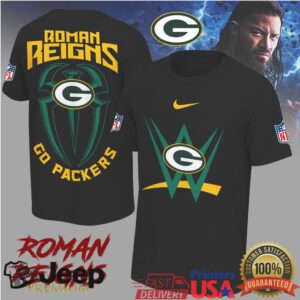 Roman Reigns x Green Bay Packers WWE NFL Graphic T Shirt Roman Reigns x Green Bay Packers WWE NFL Graphic T Shirt