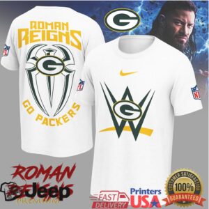 Roman Reigns x Green Bay Packers WWE NFL Graphic T Shirt