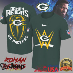 Roman Reigns x Green Bay Packers WWE NFL Graphic T Shirt