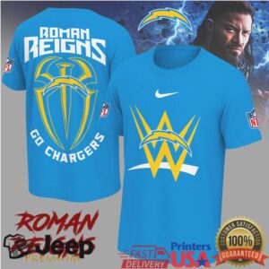 Roman Reigns x Los Angeles Chargers “Go Chargers” WWE NFL Crossover T Shirt Roman Reigns x Los Angeles Chargers “Go Chargers” WWE NFL Crossover T Shirt