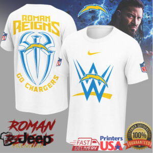 Roman Reigns x Los Angeles Chargers “Go Chargers” WWE NFL Crossover T Shirt