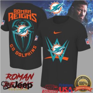 Roman Reigns x Miami Dolphins “Go Dolphins” WWE NFL Crossover T Shirt Roman Reigns x Miami Dolphins “Go Dolphins” WWE NFL Crossover T Shirt