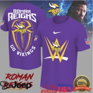 Roman Reigns x Minnesota Vikings “Go Vikings” WWE NFL Crossover T Shirt