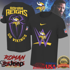 Roman Reigns x Minnesota Vikings “Go Vikings” WWE NFL Crossover T Shirt