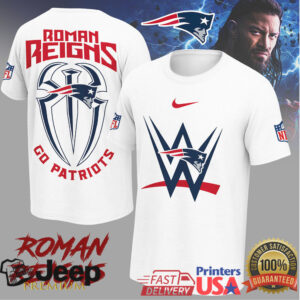 Roman Reigns x New England Patriots WWE NFL Graphic T Shirt