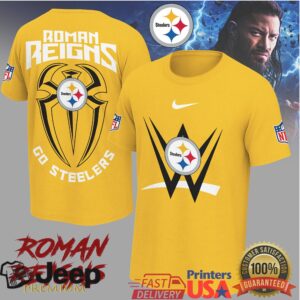 Roman Reigns x Pittsburgh Steelers “Go Steelers” WWE NFL Crossover T Shirt