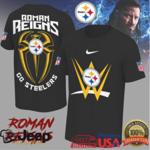 Roman Reigns x Pittsburgh Steelers “Go Steelers” WWE NFL Crossover T Shirt