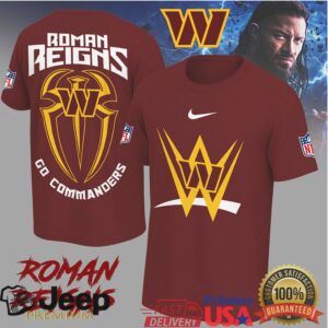 Roman Reigns x Washington Commanders “Go Commanders” WWE NFL Crossover T Shirt
