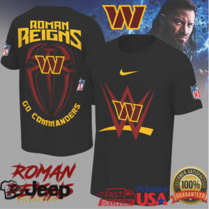 Roman Reigns x Washington Commanders “Go Commanders” WWE NFL Crossover T Shirt